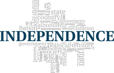 Independence word cloud conceptual design isolated on white background.