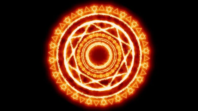 Magic circle powerful red flame energy with heaven double circle six stars