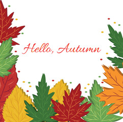 vector illustration hello autumn background autumn elements concept leaves different