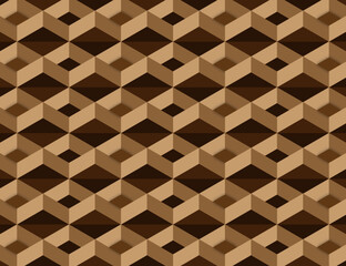  3d seamless geometric pattern background design vector on light dark brown