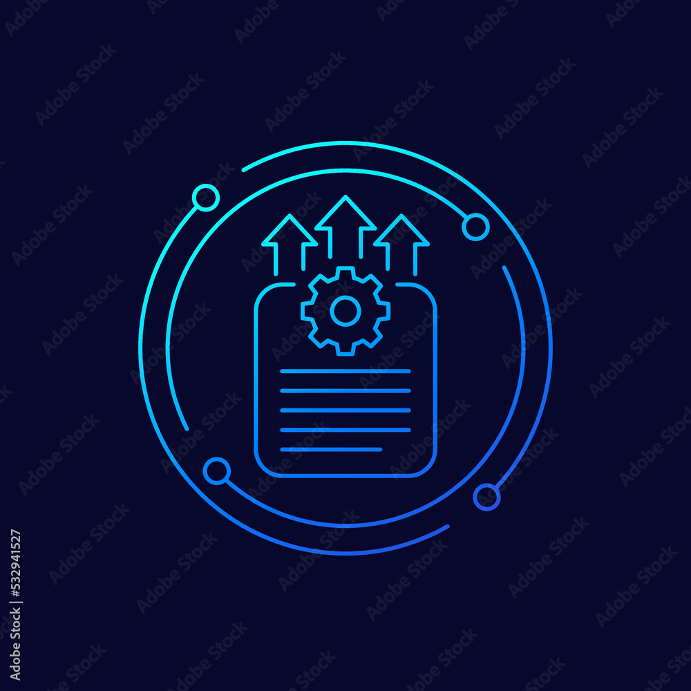 Poster export technical data icon, linear design