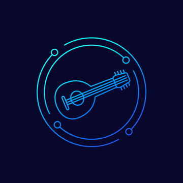 Lute Icon, Linear Vector Design