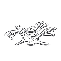 Water splash line icon vector illustration. Outline drops of water or abstract aqua liquid falling and splashing, hand drawn water motion, curve stream flowing with swirls, drips and droplets