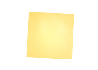 Yellow note paper isolated on white background.