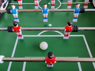 Fototapeta premium Arcade table soccer with tools for playing for office and home games.
