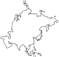 Asian continent outline map PNG image