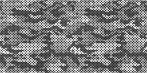 Camouflage texture seamless pattern with grid. Vector camouflage pattern for clothing design. Trendy camouflage military pattern.  © Osipov Art