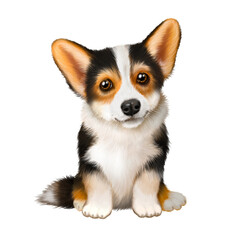 Obraz premium Corgi dog, tricolor, red black and white color, Corgi dog, cute puppy, favorite pet