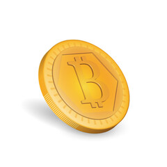 Pile of Bitcoin symbols of gold coins. Financial assets and electronic payments, revenue growth due to mining and investment. 3d vector illustration