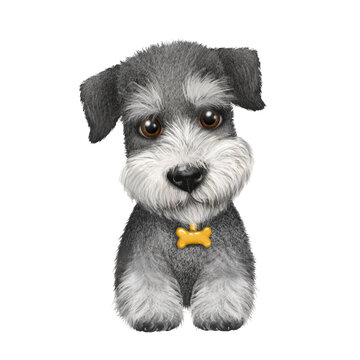 Illustration dogf Miniature Schnauzer, pet, dog portrait