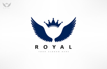 Wings and crown logo design