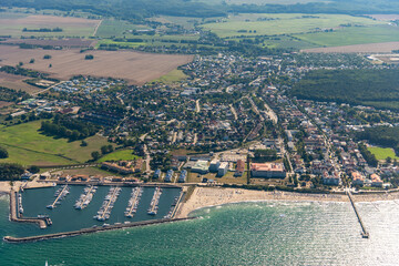 panorama flight over the baltic sea and island ruegen germany