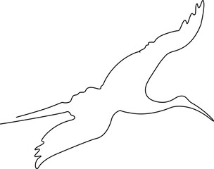 Flying bird Silhouette line. Continuous line drawing. Vector illustration.