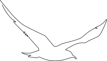 Obraz premium Flying bird Silhouette line. Continuous line drawing. Vector illustration.