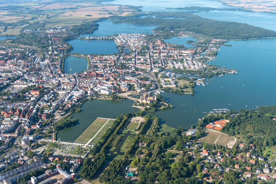 Aerial panorama flight over the city of schwerin germany © gerckens.photo