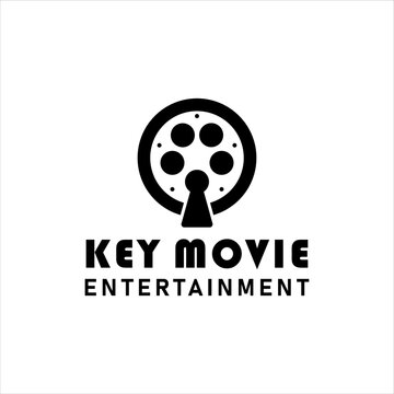 Key Lock with Film Roll Reel for Private Movie Video Cinema Studio Production logo label stamp design