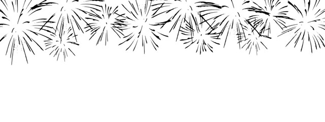 Firework texture, thin lines, transparent background. Wide panorama backdrop to use for overlay, montage, collage or card. Abstract vector illustration. Happy new year concept.