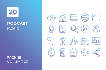 Podcast icons collection. Set vector line with elements for mobile concepts and web apps. Collection modern icons.