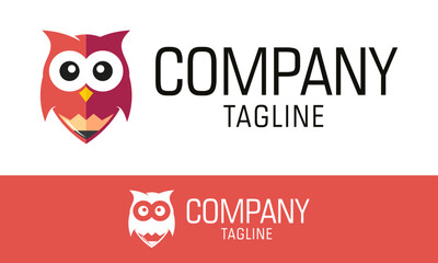 Red Color Abstract Owl Bird Pencil Logo Design