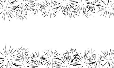 Black firework texture, thin lines. Isolated png illustration, transparent background. Wide panorama backdrop to use for overlay, montage, collage or card. Happy new year concept.
