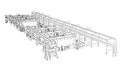 Sketch of industrial equipment. Vector