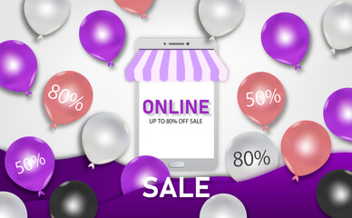 Online Shopping Sale marketing for texture of vector.