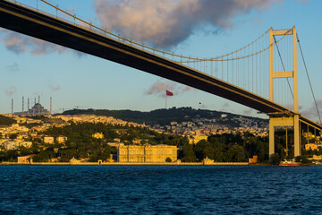 Bosphorus Bridge in Istanbul to the Asian side.