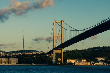 Fototapeta na wymiar Bosphorus Bridge in Istanbul to the Asian side.