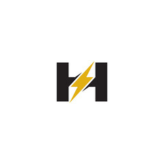 Letter H and Lightning logo or icon design