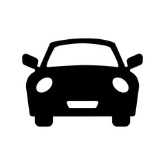 Car silhouette. Vehicle icon, view from front. Car silhouette on white background. Logo in the shape of a car icon for your company. Vector flat icon
