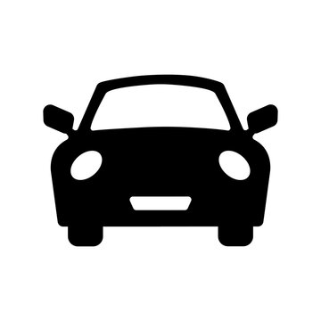 Car silhouette. Vehicle icon, view from front. Car silhouette on white background. Logo in the shape of a car icon for your company. Vector flat icon