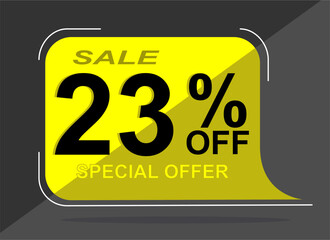 Sale tag 23% twenty three percent off, vector illustration, balloon shape.