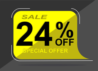 Sale tag 24% Twenty four percent off, vector illustration, balloon shape.