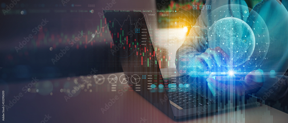 Leinwandbilder businessman working with smartphone on technology and digital marketing. financial and banking with 