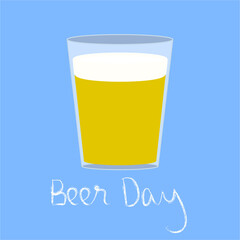 Ilustración colorida para el día de la cerveza en inglés. Redes sociales, bares, restauración, web.