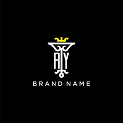 RY initial monogram brand logo design for crown vector image - obrazy, fototapety, plakaty