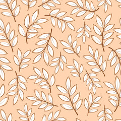 Elegant seamless vector floral ditsy pattern design of exotic abstract branches of leaves. Trendy foliage repeat texture background for textile