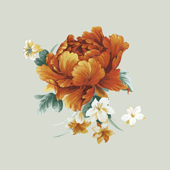 Flowers watercolor illustration.Manual composition.Big Set watercolor elements，Design for textile, wallpapers，Element for design,Greeting card