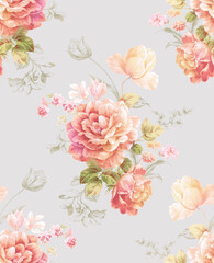 Classic Popular Flower Seamless pattern background.Perfect for wallpaper, fabric design, wrapping paper, surface textures, digital paper.