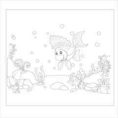 funny fish coloring page for kids 