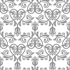 Classic seamless gray and white pattern. Damask orient ornament. Classic vintage background. Orient ornament for fabric, wallpaper and packaging