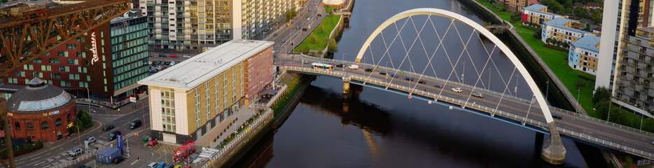 Glasgow arc bridge over the River Clyde, less formally known as Squinty Bridge