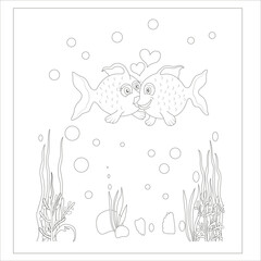 funny fish coloring page for kids 