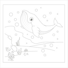 funny fish coloring page for kids 
