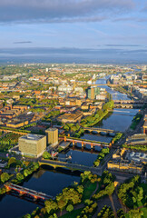 Aerial view of the River Clyde and Glasgow City