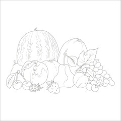 funny fruits coloring page for kids