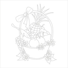 funny fruits coloring page for kids