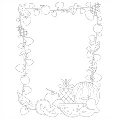 funny fruits coloring page for kids