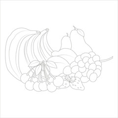 funny fruits coloring page for kids