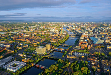 Fototapeta na wymiar Aerial view of the River Clyde and Glasgow City